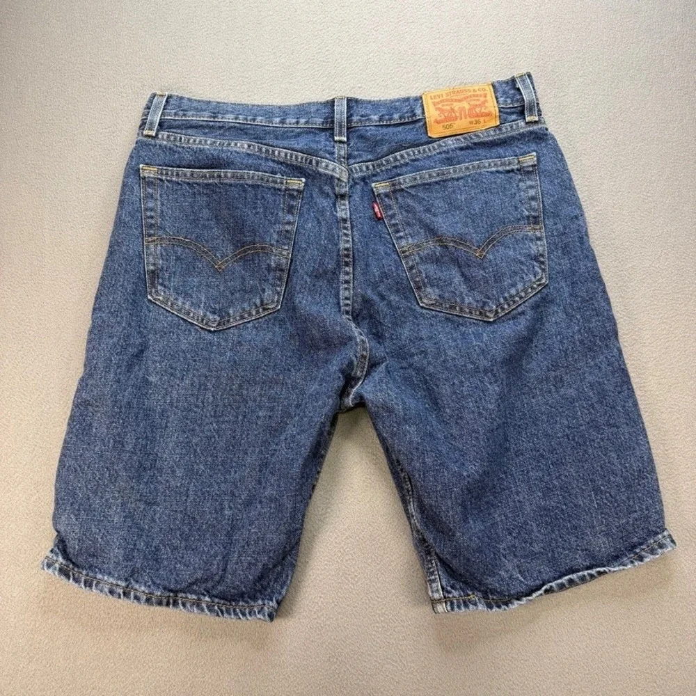 Levis 505 Denim Shorts Regular Fit Mens W36 Blue Jorts Cotton Classic Casual